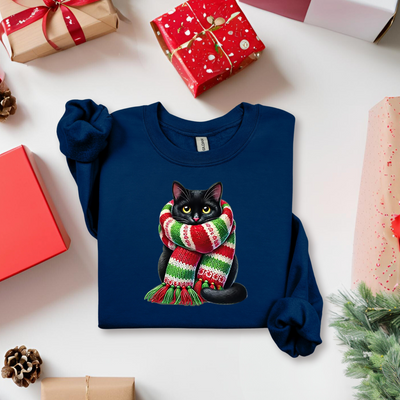 Schal Katze Weihnachten Sweatshirt für Damen und Herren