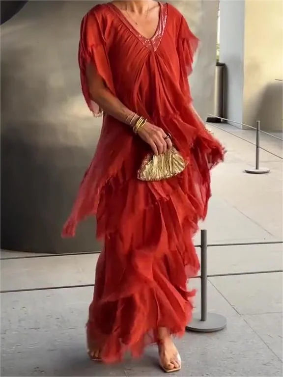 Zunera™ - Elegantes V-Ausschnitt Langkleid