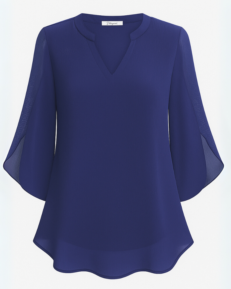 Damen Elegante V-Ausschnitt Bluse | 3/4 Ärmel