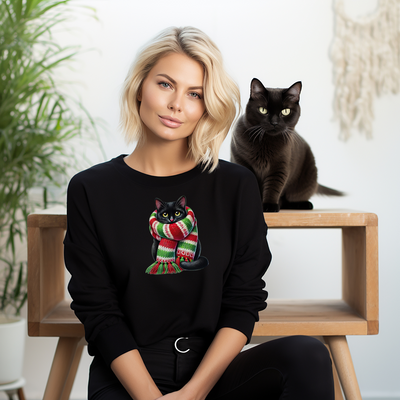 Schal Katze Weihnachten Sweatshirt für Damen und Herren