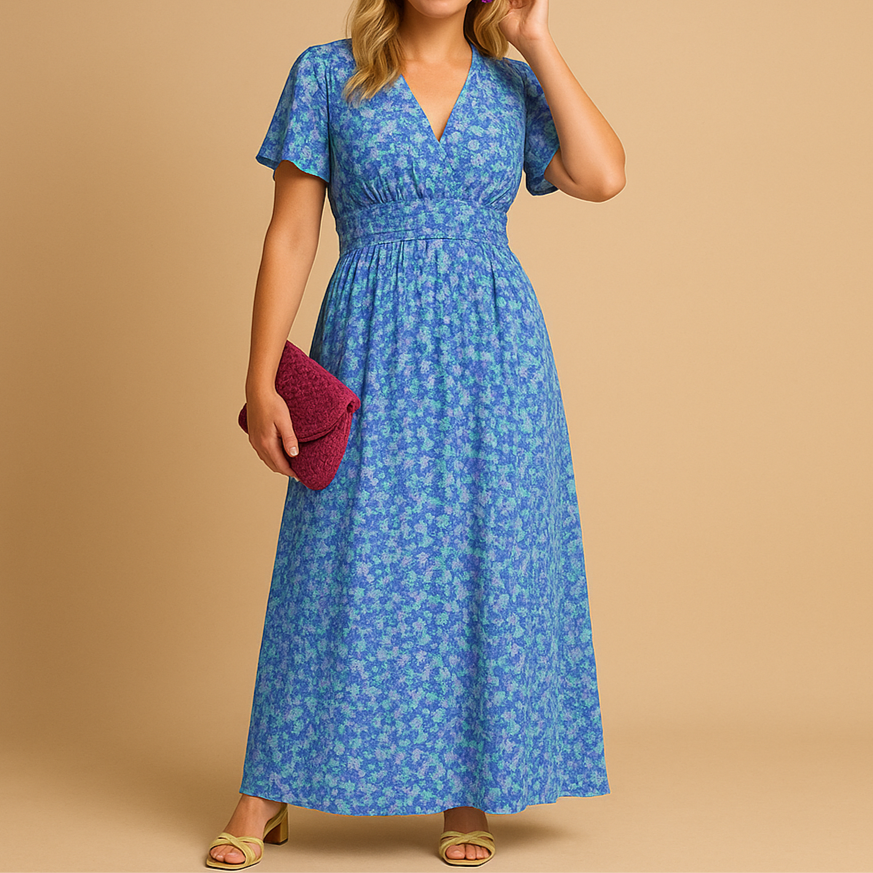 Märta | Elegantes Maxikleid mit V-Ausschnitt für Damen