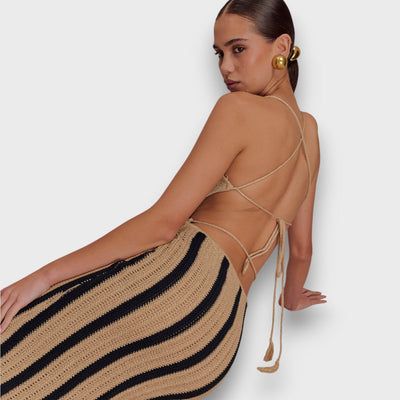 Serepha – Gehäkeltes Maxikleid mit Taillenband