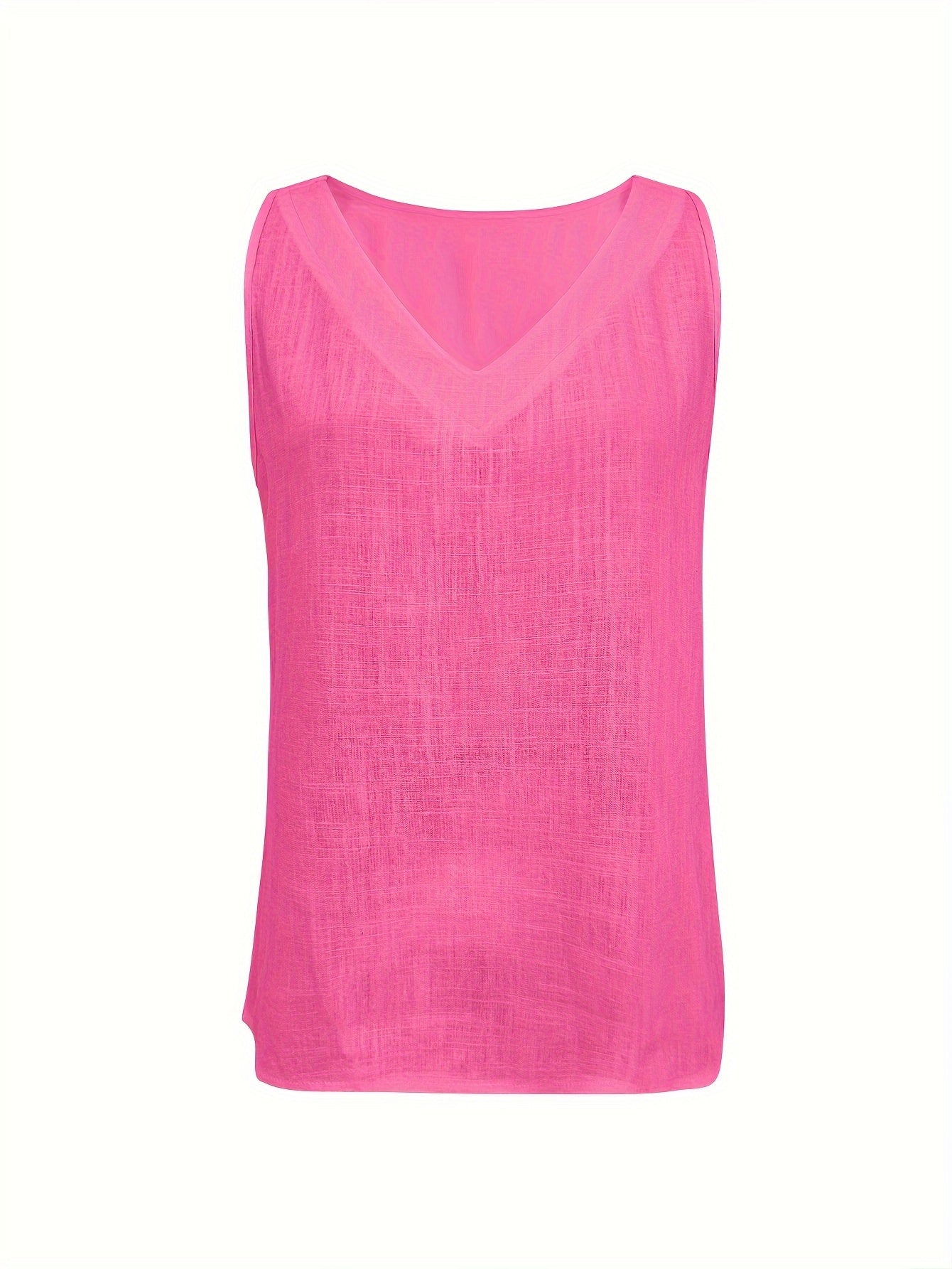 Ärmellose Damen Bluse – V-Ausschnitt, Leinenoptik, Luftig & Sommerlich