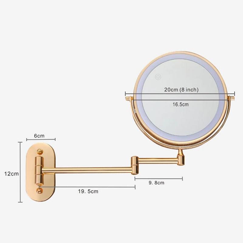 Gold Wiederaufladbarer LED Vergrößerungsspiegel für Makeup und Badezimmer