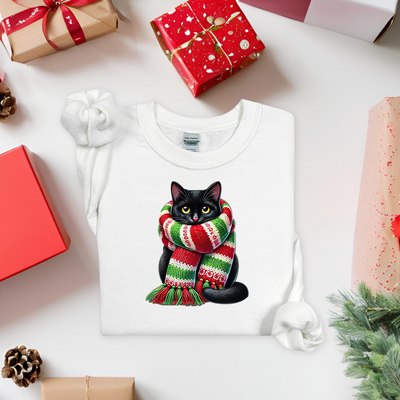 Schal Katze Weihnachten Sweatshirt für Damen und Herren