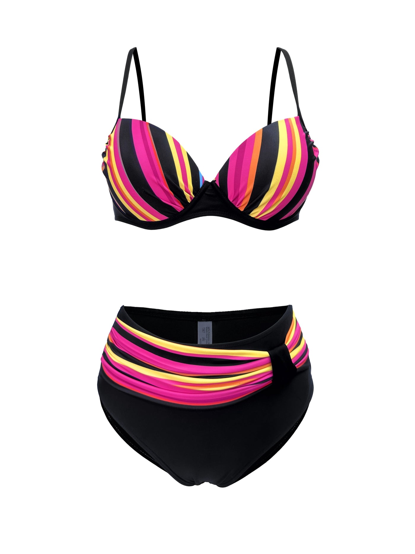 Damen Bikini Set – Gestreiftes High Cut Design, V-Ausschnitt, Stretch & Elegant