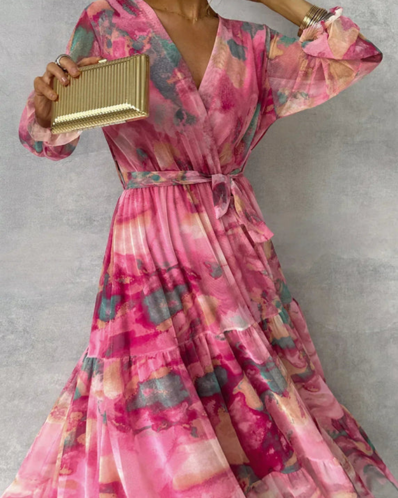 Damen Elegantes Wickelkleid | Maxi Festliches Kleid