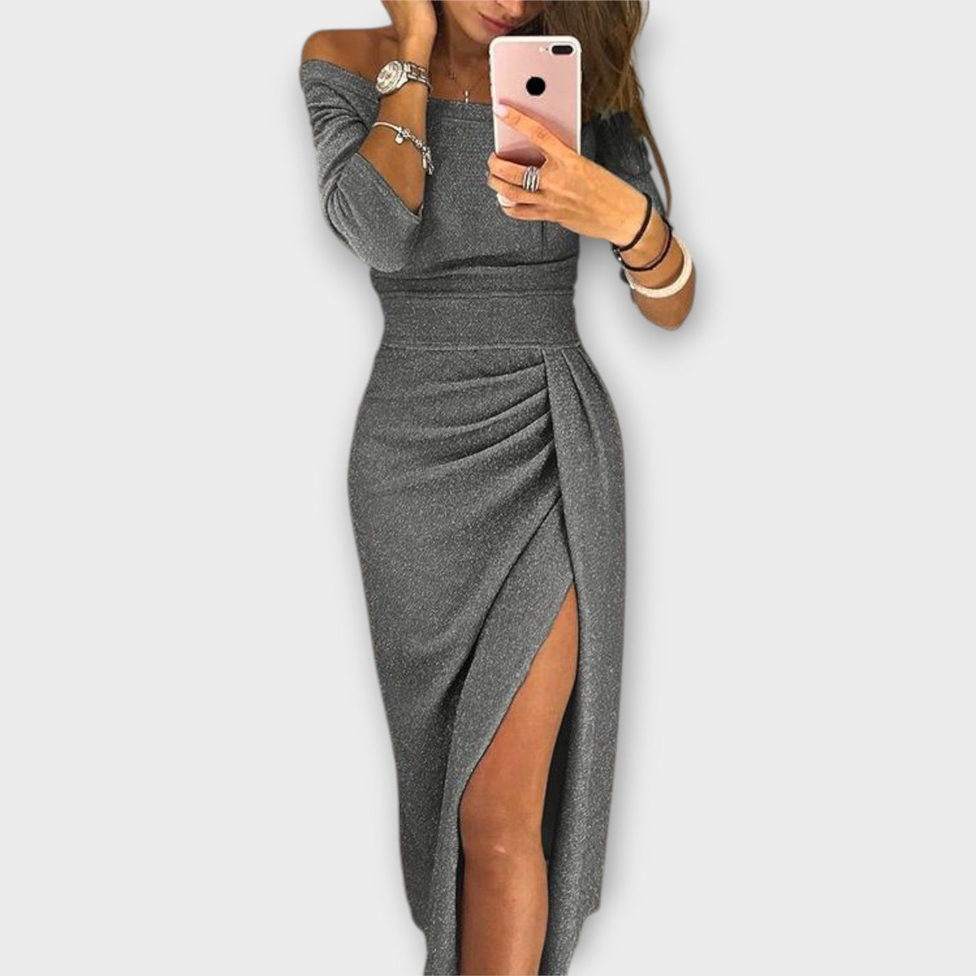 Elodie – Off-Shoulder Kleid mit Faltendetail