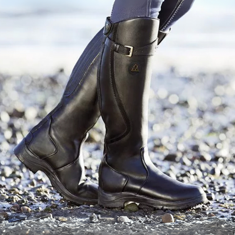 Damen Winter Stiefel | Kniehoch Reitstil mit Schnalle