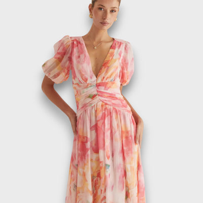 Aliréa – Fließendes Maxikleid mit Aquarell-Print