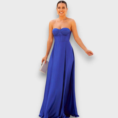 Victoria – Langes Kleid mit Rückenschnürung und Schlitz