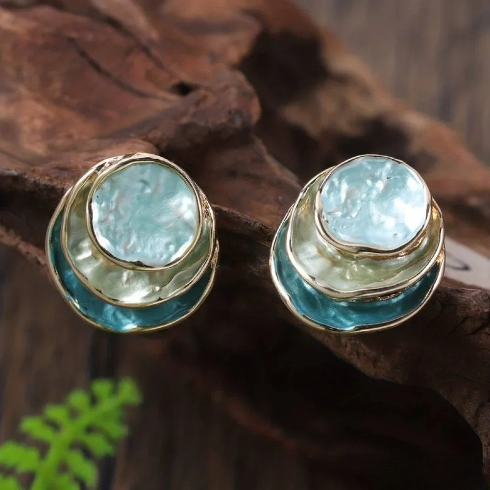 Vintage Ohrringe mit handgemaltem Finish