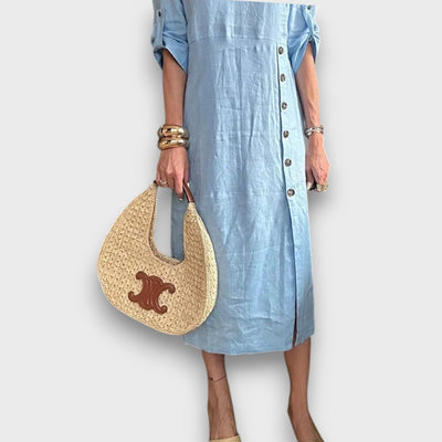 Eliane – Leichtes Leinenkleid mit Knopfleiste