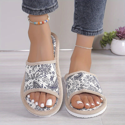 Damen Sommer-Hausschuhe – Leichte, Bunte Slippers mit Paisley-Muster