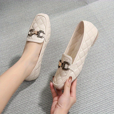 Penny Loafers Schwarz, Gestepptes Design Mit Pailletten, Leichte Flats