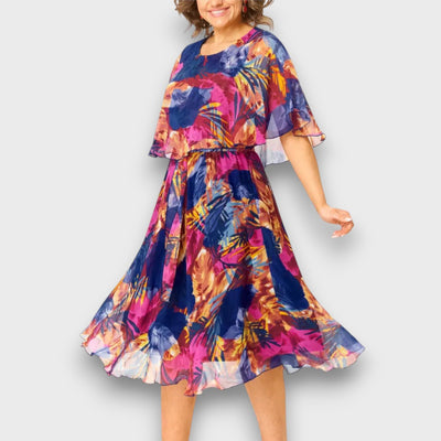 Elorina – Luftiges Chiffonkleid in leuchtenden Farben