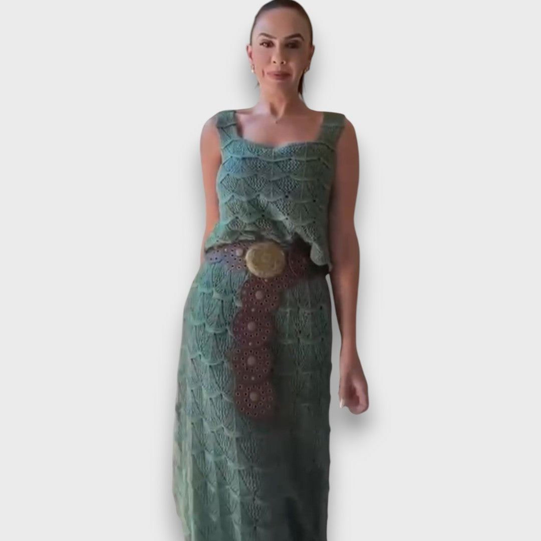 Lunara – Zweiteiler mit Häkelmuster aus Top und Rock