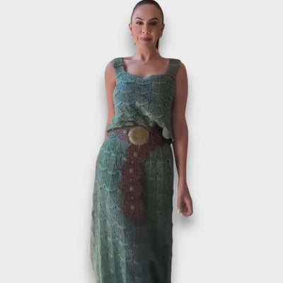 Lunara – Zweiteiler mit Häkelmuster aus Top und Rock