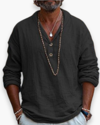 Herren Stilvolles Langarmhemd | Popover Hemd