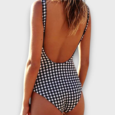 Noa – Badeanzug mit Schleife und Karomuster