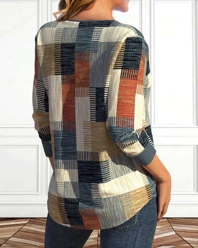 Erin | Top mit geometrischem Druck in weichem Stoff für Alltag und Büro