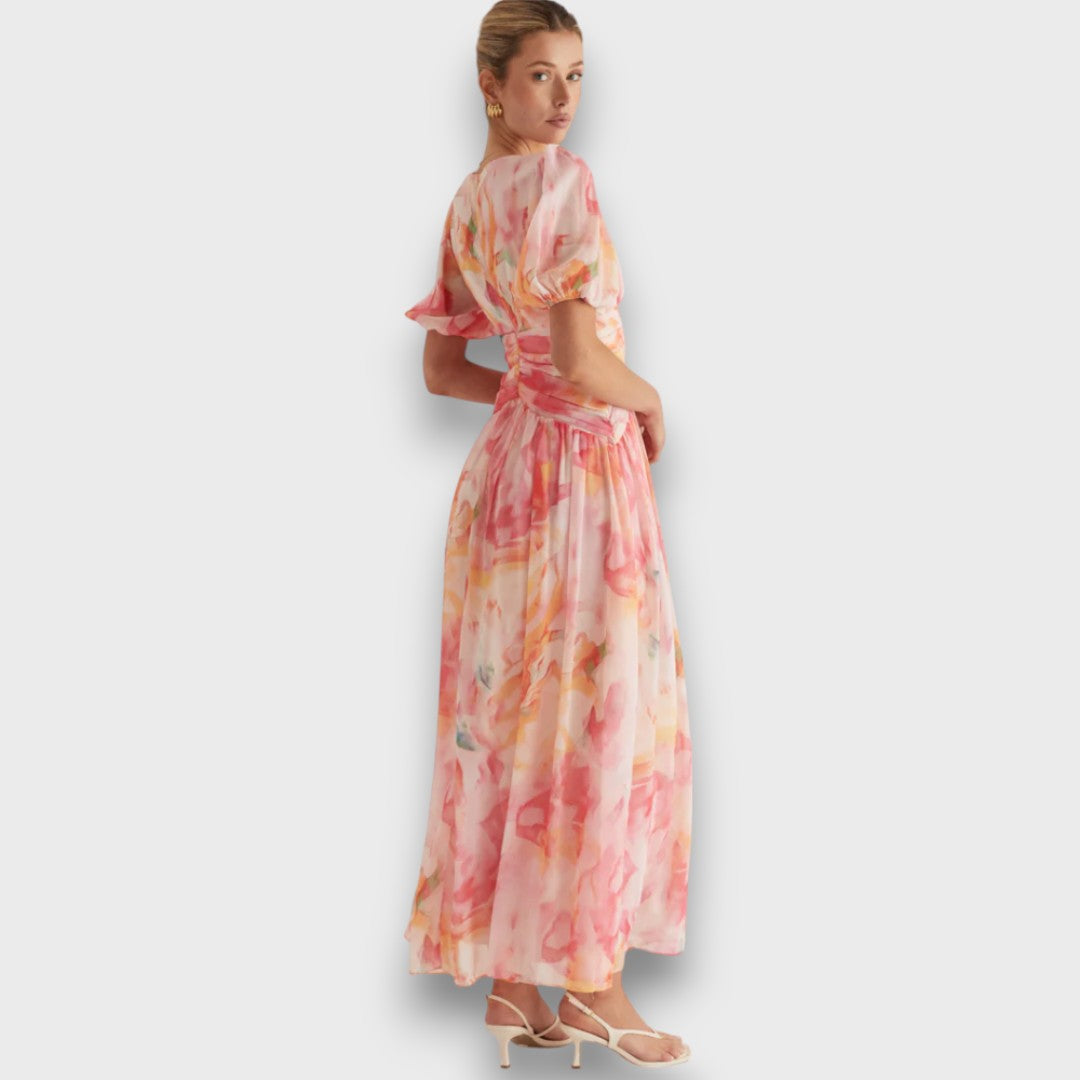 Aliréa – Fließendes Maxikleid mit Aquarell-Print
