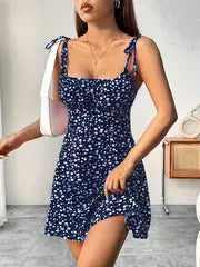 Imogen -  Elegantes Stretch-Cami-Kleid mit Blumenmuster und Taille