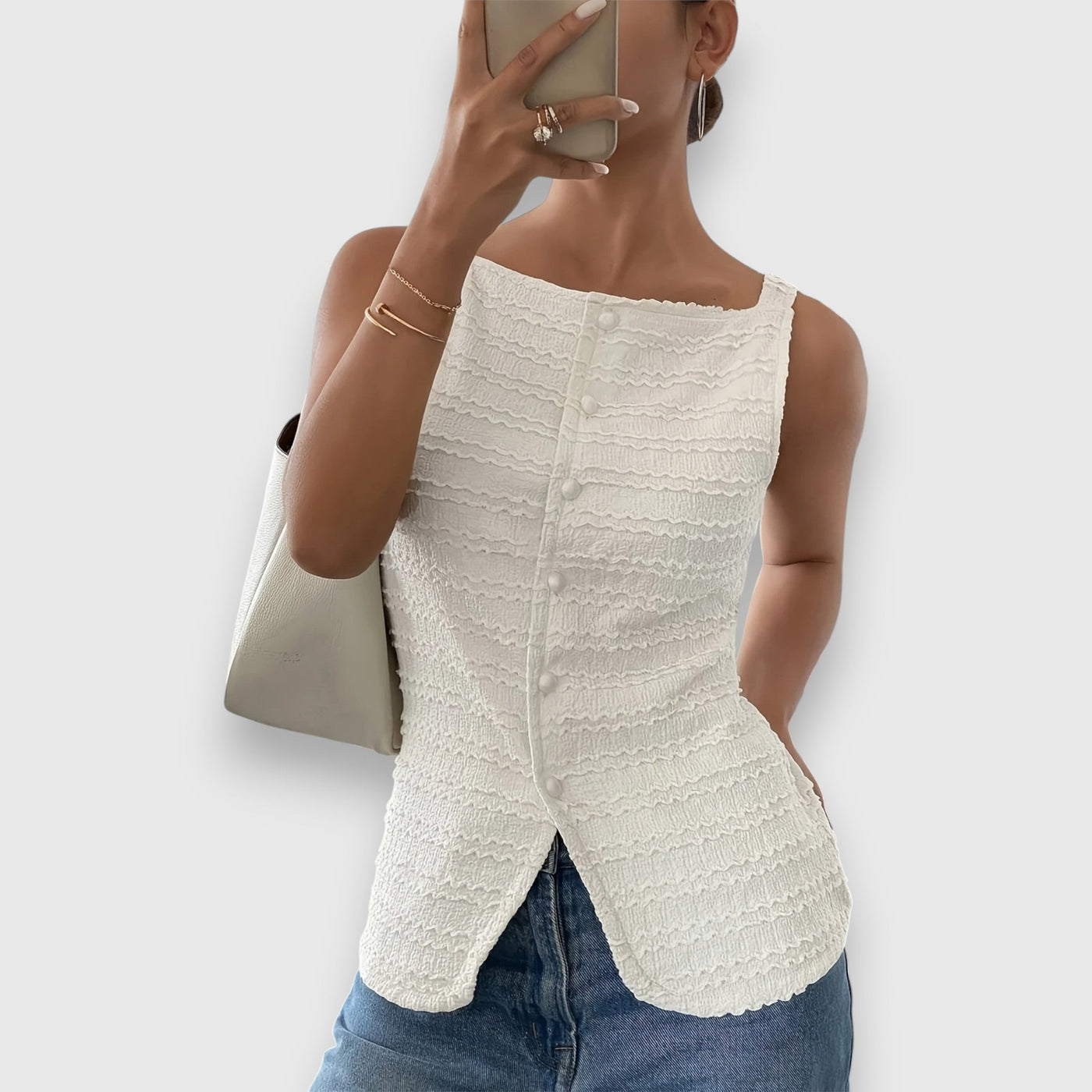 Livona – Ärmelloses Hemd mit Struktur