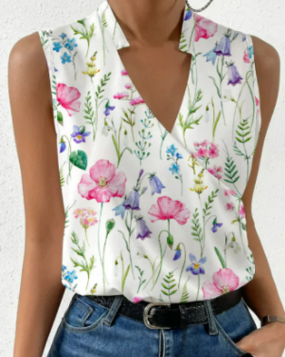 Damen Elegantes Ärmelloses Wickeloberteil | V-Ausschnitt Bluse