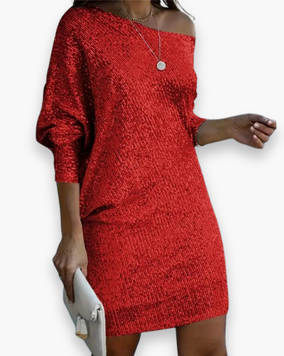 Damen's Elegantes Glitzer Partykleid | Midi