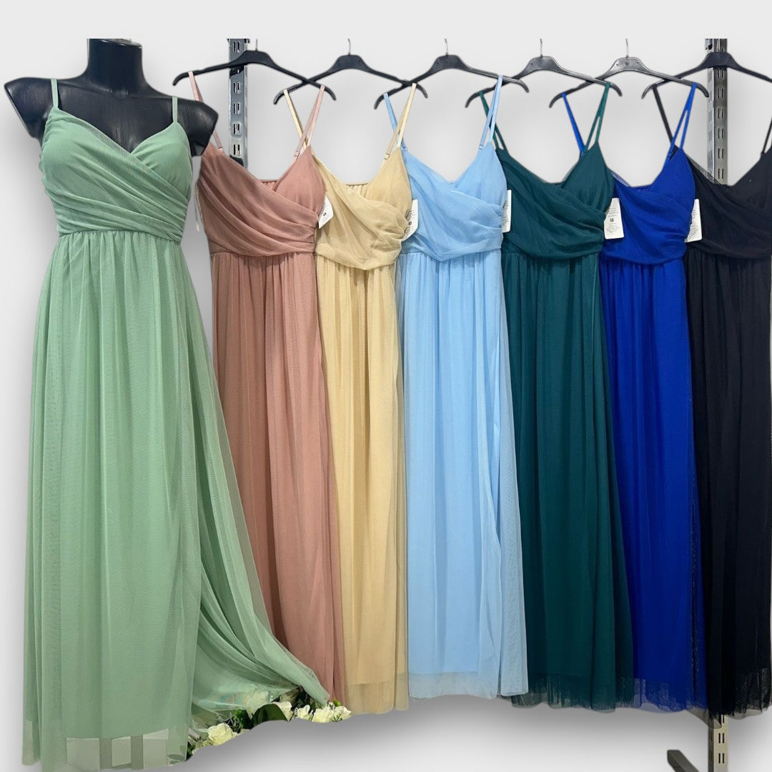 Nausica – Fließendes Kleid mit Schlitz und Spaghettiträgern