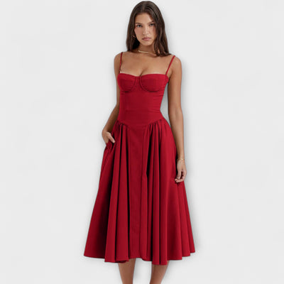 Ameline – Feminines Midikleid mit Taillenfokus