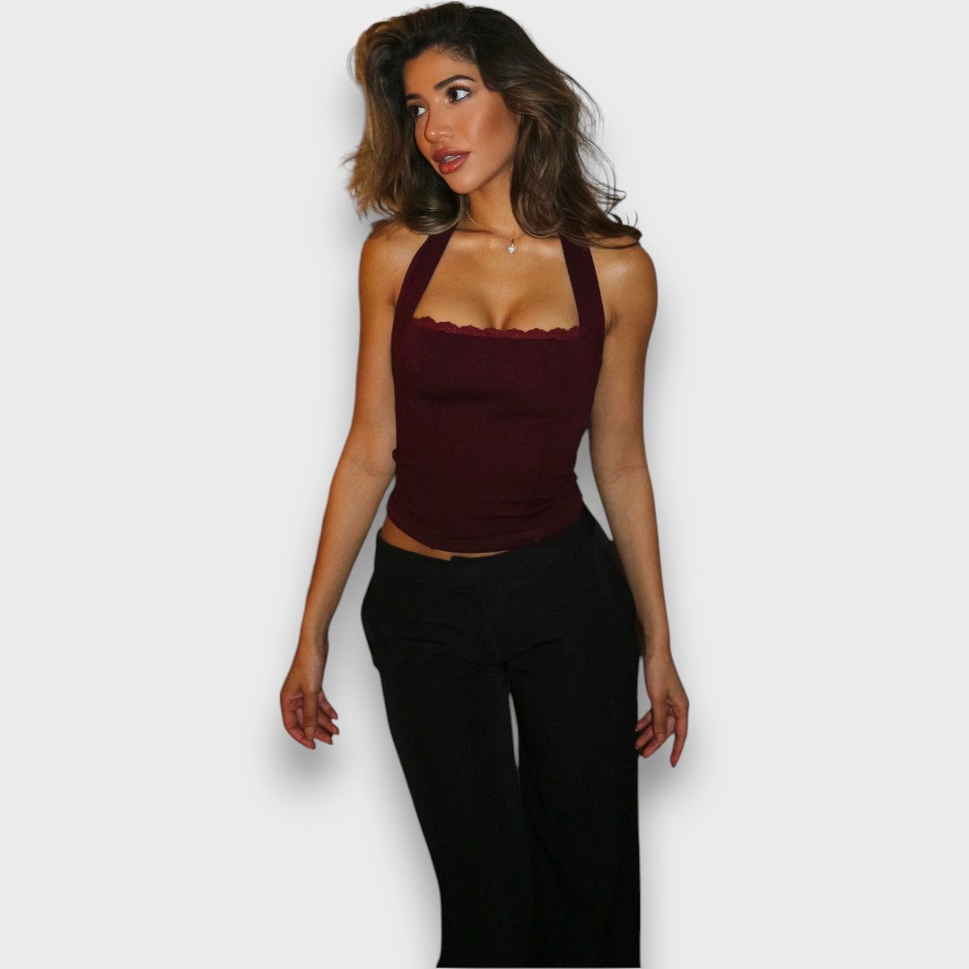 Leane – Corsagen-Top mit Neckholder und Spitzenkante