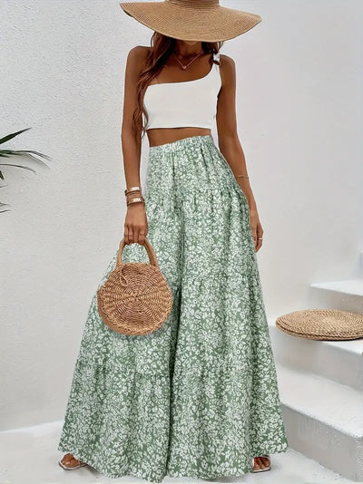 Valentina - Weite Hosen mit Blumendruck für Frauen im Sommer