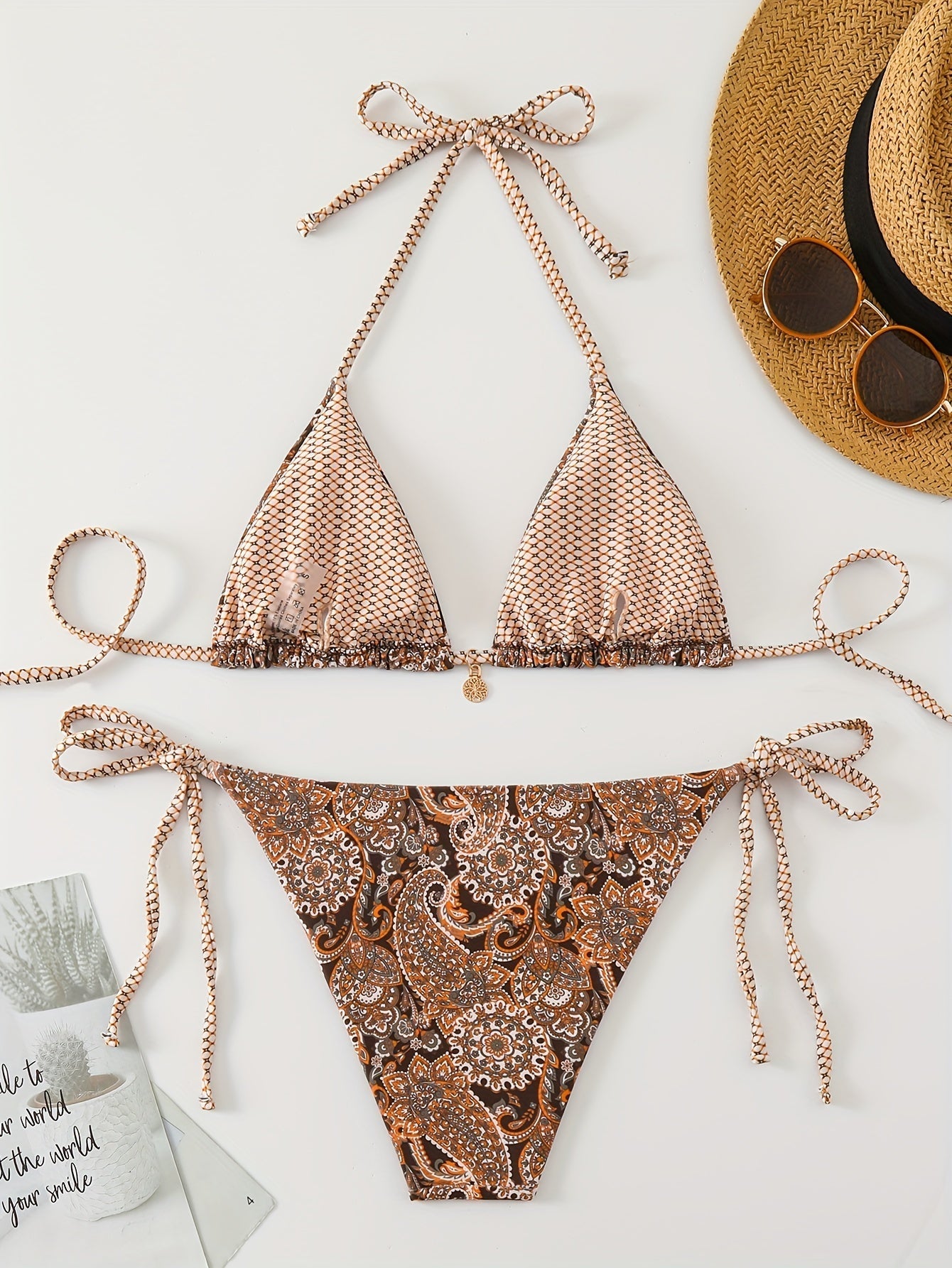 Bikini-Set mit Print – Sexy Neckholder & Hochgeschnittene Passform