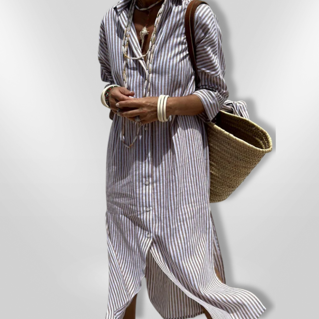 Selina | Gestreiftes Hemdkleid mit modernem Schnitt für stilvolle Frauen