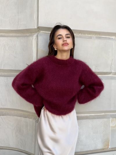 Sophia Mohair Rollkragenpullover mit klassischem Strickmuster