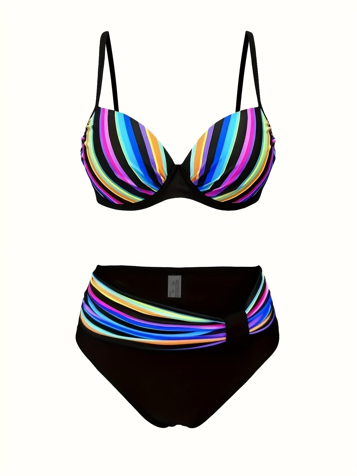 Damen Bikini Set – Gestreift, Hochdehnbar, Elegant & Sportlich