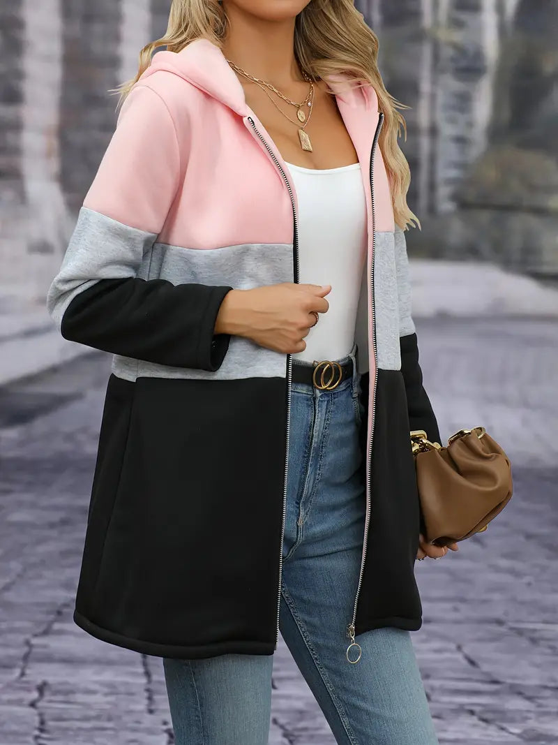 Beatrice - Elegante Color Block Kapuzenjacke für Frauen