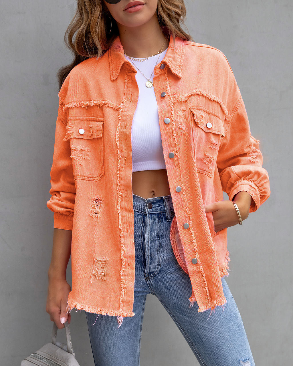 Valerie | Casual Ripped Shirt Jacke für den Streetstyle