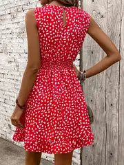 Isabella | Elegantes ärmelloses A-Linien-Kleid mit weißem Blumendruck für Damen