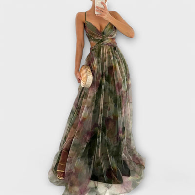 Elanee – Maxikleid mit Aquarell-Print und Wickeleffekt