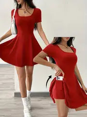 Esther -  Braunes gestricktes kurzes Freizeitkleid