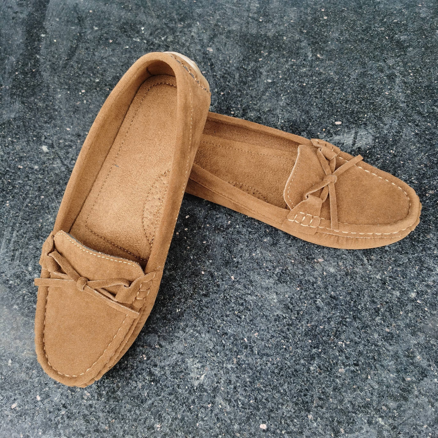 Retro Loafers mit Schleifen-Detail, Runde Zehen Slip-On Schuhe