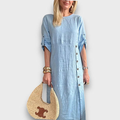Eliane – Leichtes Leinenkleid mit Knopfleiste