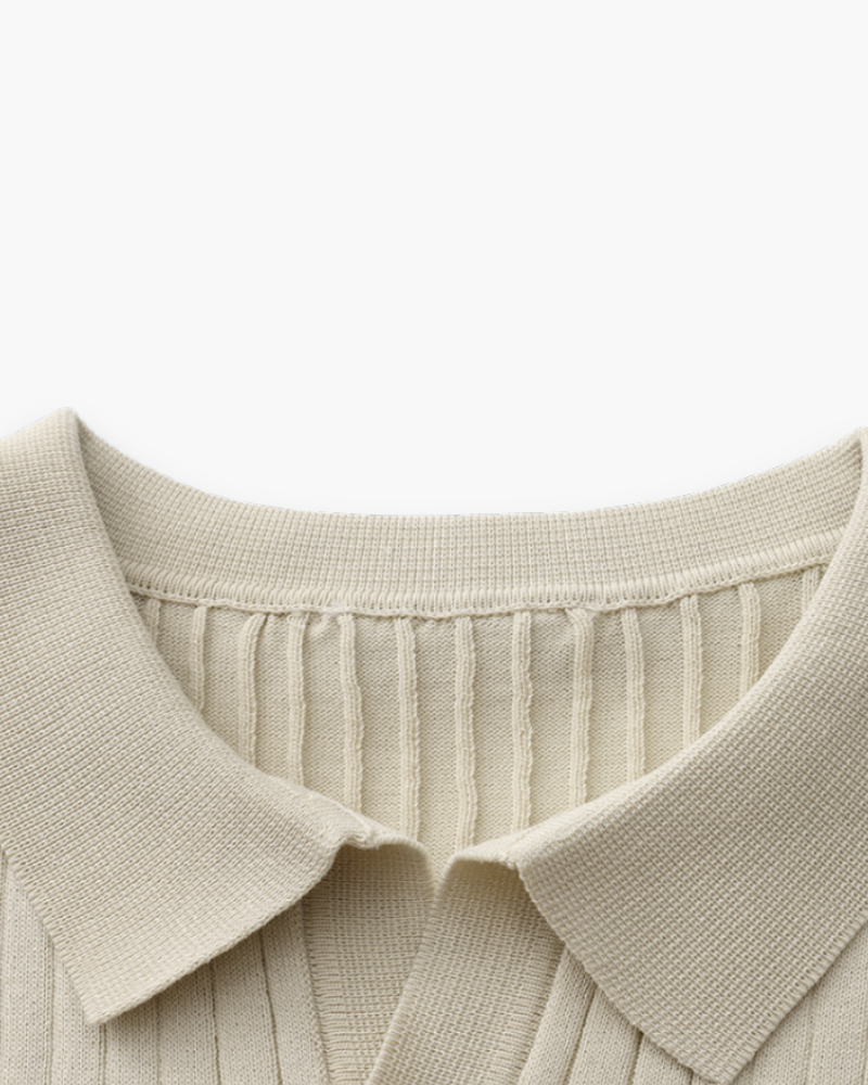 Herren Elegantes Geripptes Poloshirt | Klassisch