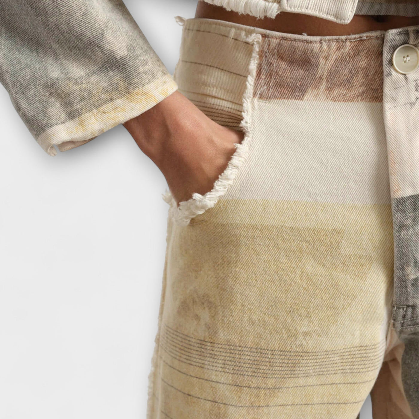 Rhea – Bedruckte Wide-Leg Jeans mit Vintage-Flair