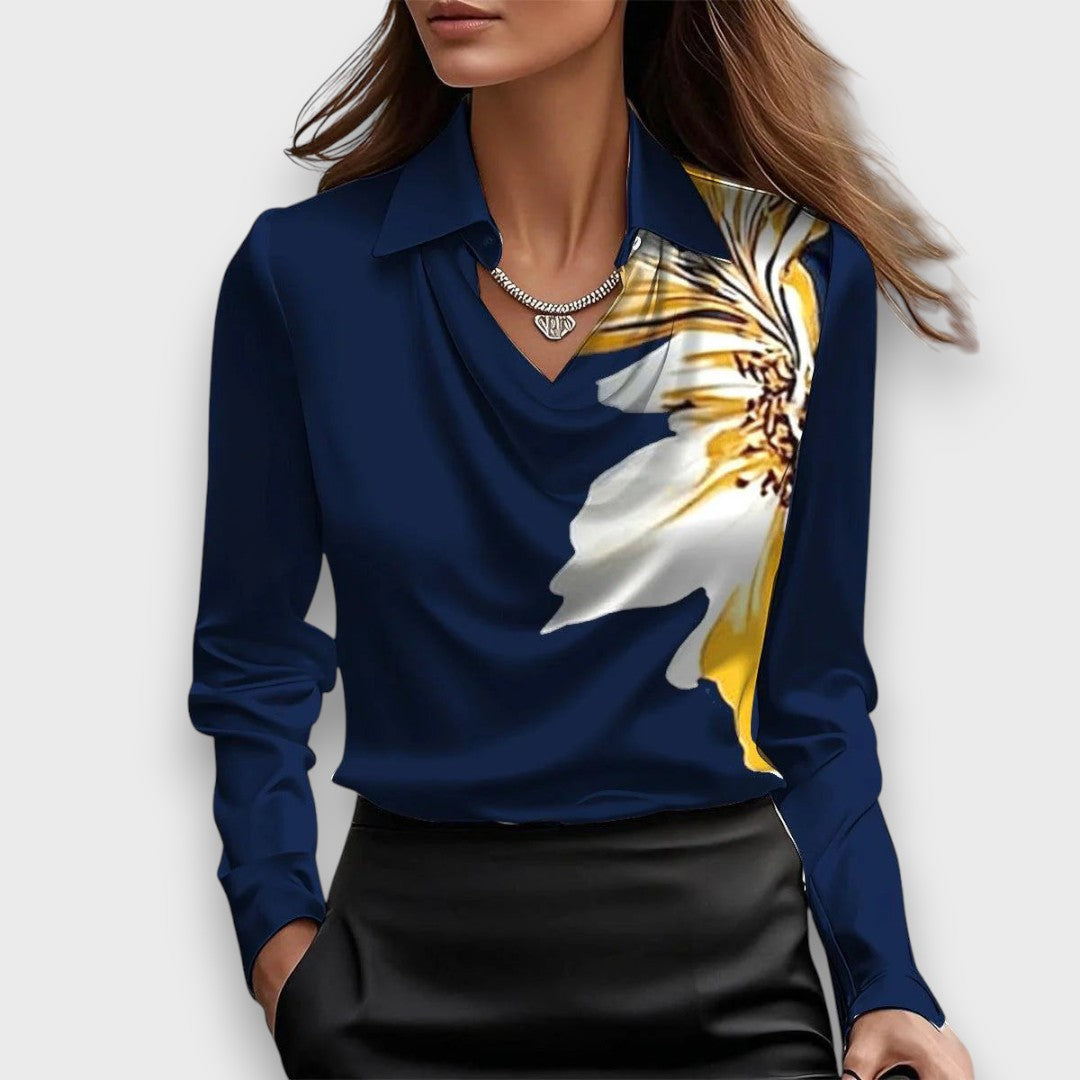 Melvine – Satiniert glänzende Bluse mit Drapierung