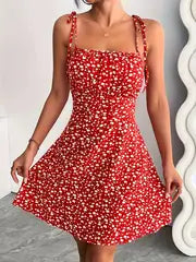 Imogen -  Elegantes Stretch-Cami-Kleid mit Blumenmuster und Taille