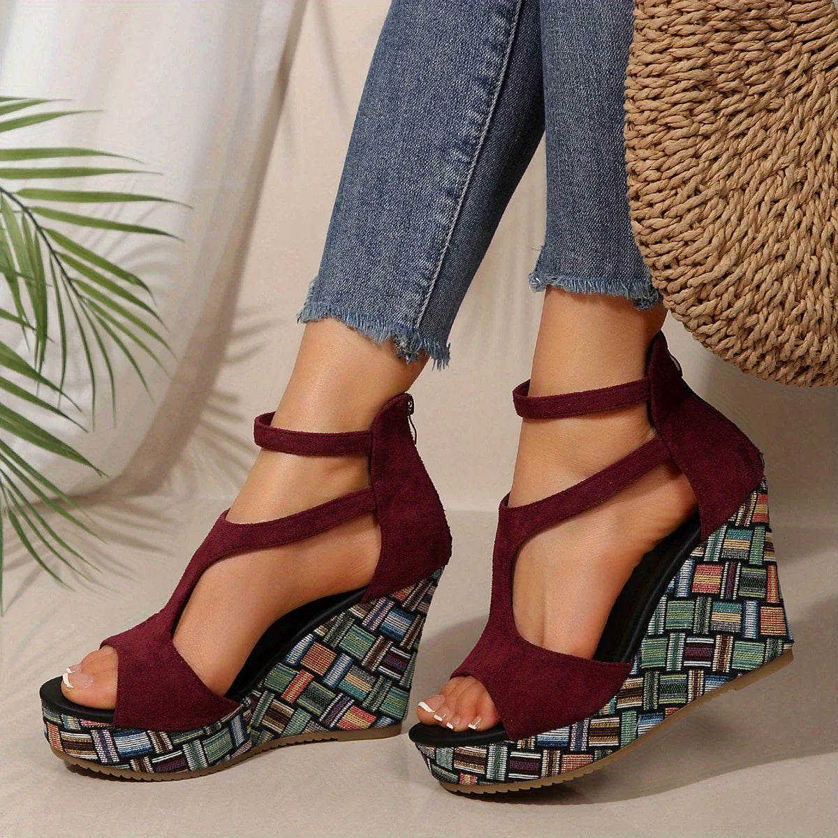 Leilani - Elegante Sommer-Keilsandalen für Frauen mit Reißverschluss